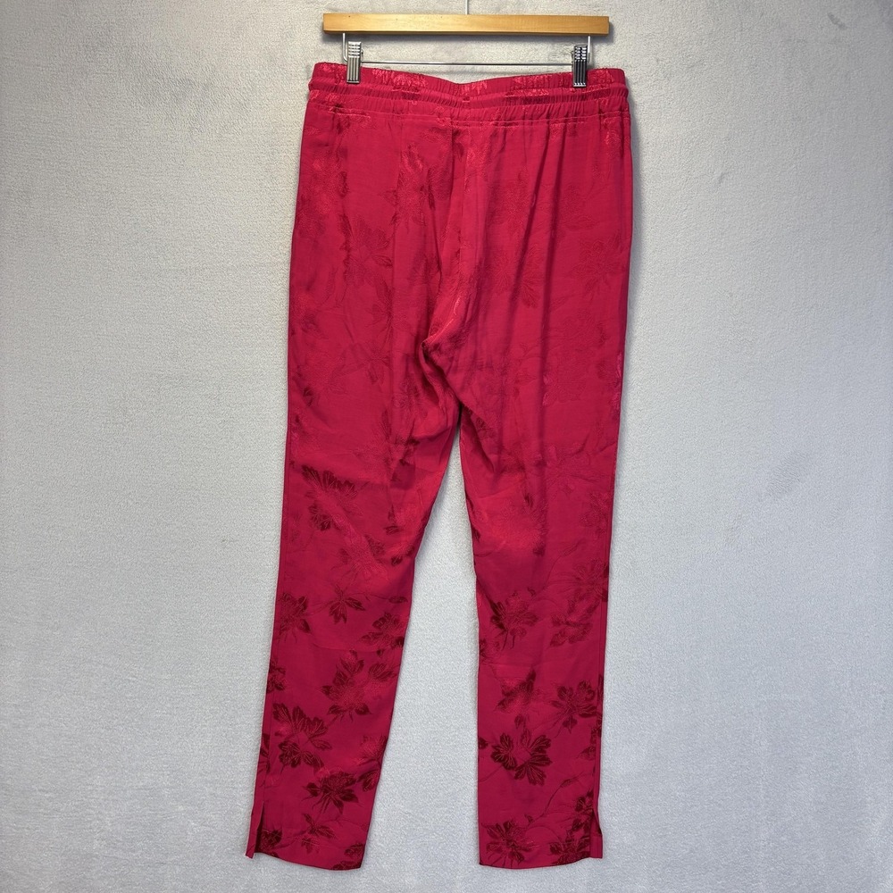 RtA Hot Pink Jacquard Sweatpants Womens Medium Floral Drawstring Italian Fabric - Picture 2 of 14